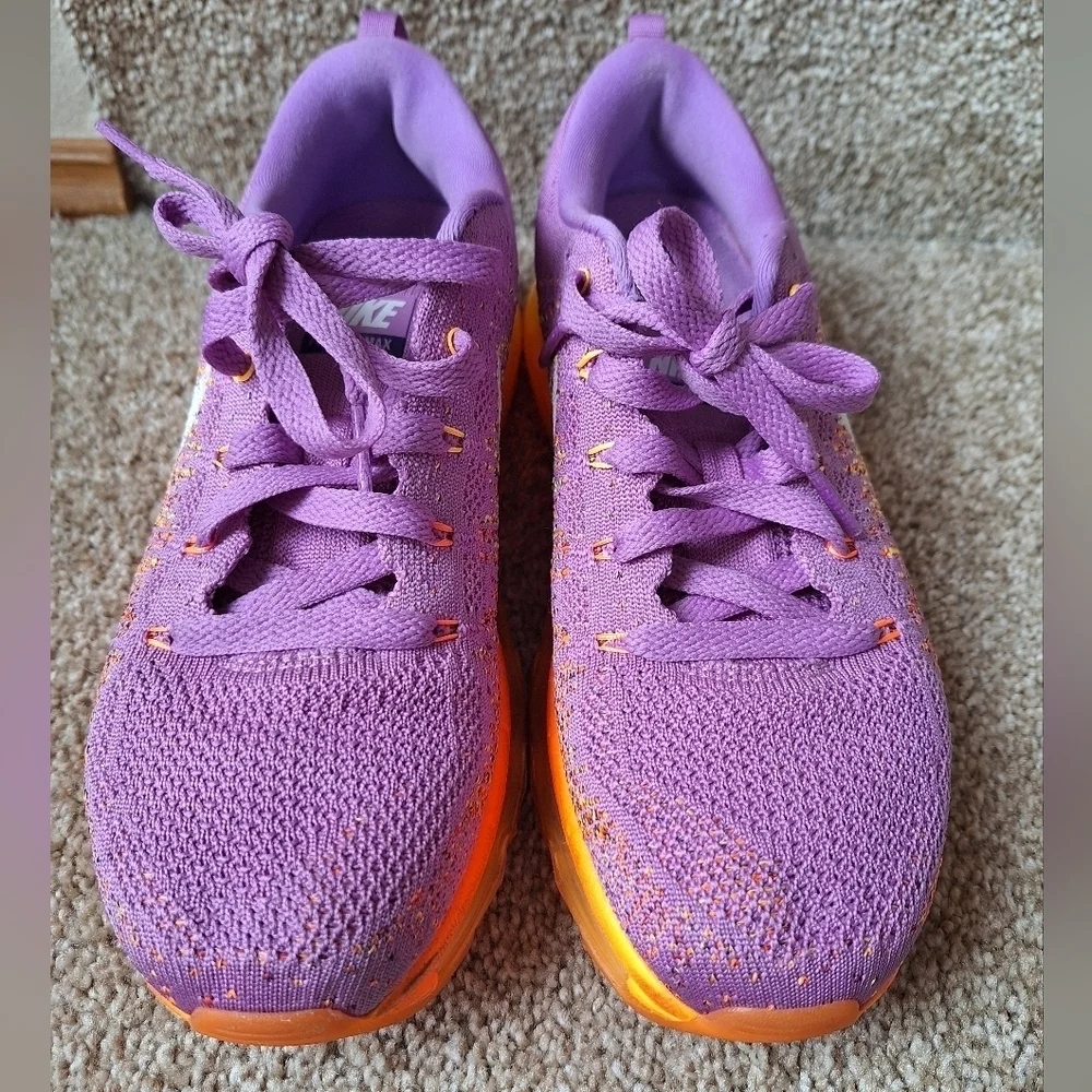 Nike Flyknit Max Atomic Purple Orange Mango Lace Up Sneakers Womens size 6